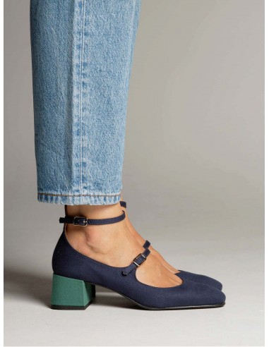 Vegan Suede Mid Heeled Pumps | Blue & Green En savoir plus