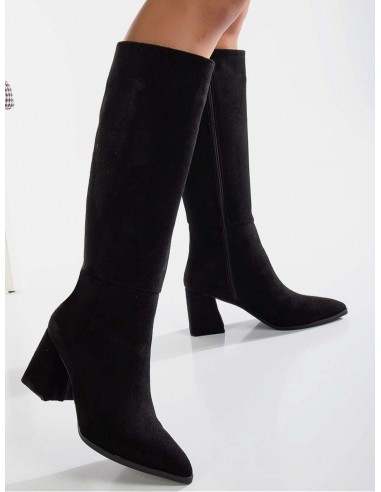 Valerie Vegan Suede Knee High Boots | Black Voir les baskets