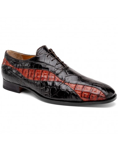 Mauri 3227 Alligator / Hornback Oxford Shoes Dark Brown/ Gold Véritable concentré