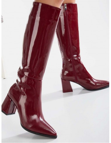 Valerie Vegan Leather Knee High Boots | Burgundy Patent Paris Déstockage Promo