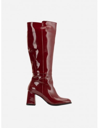 Adele Patent Vegan Leather Knee High Boots | Burgundy pas cher chine