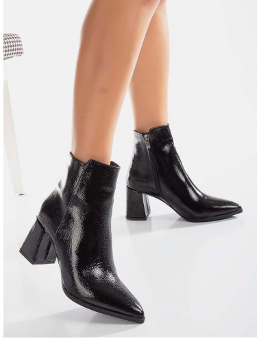 Edith Patent Vegan Leather Ankle Boots | Black solde