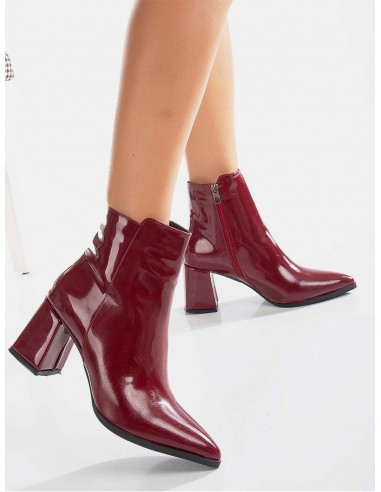 Edith Patent Vegan Leather Ankle Boots | Burgundy le des métaux précieux