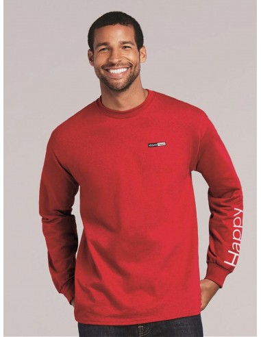 Vegan Men's 'Happy' Ultra Cotton Long Sleeve T-Shirt | Multiple Colours Fin de série