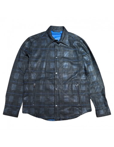 Barya NewYork Blue & Black Suede Lambskin Shirt 50-70% off 