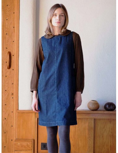 Eva Pinafore Cotton Dress | Blue ou a consommer sur place