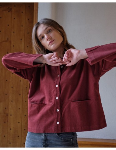 Anya Relaxed Cotton Corduroy Blouse | Red en linge