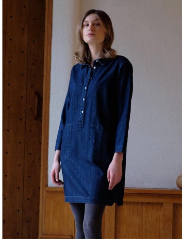 Tara Cotton Short Shirt Dress | Dark Blue Denim votre restaurant rapide dans 