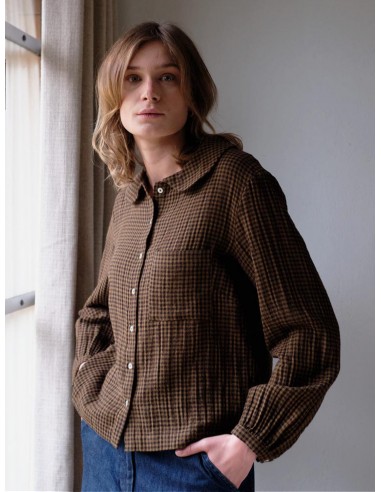 Jolene Cotton Blouse | Olive Check ou a consommer sur place