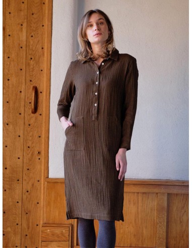 Tara Cotton Shirt Dress | Khaki Check Paris Déstockage Promo