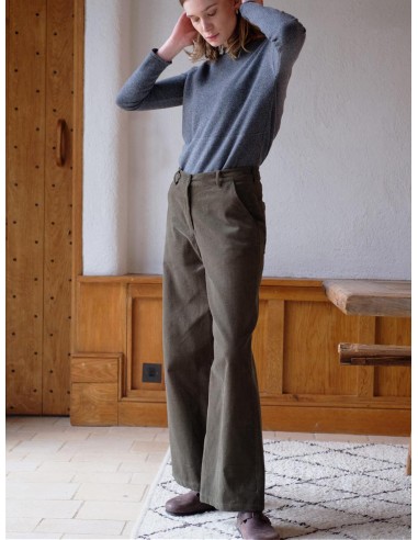 Harper Cotton Wide Leg Trousers | Olive Cord de l' environnement