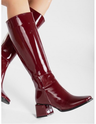 Anelise Knee High Vegan Leather Boots | Burgundy Patent pas cher chine