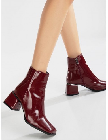 Odette Vegan Leather Ankle Boots | Burgundy Patent Profitez des Offres !