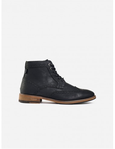 Wheat 2 Men's Vegan Leather Brogue Boots | Black ouvre sa boutique