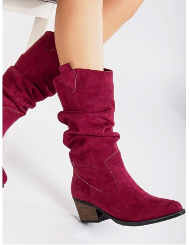 Bonnie Vegan Suede Western Boots | Burgundy Comparez et commandez 