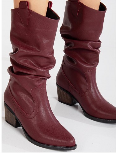 Bonnie Vegan Leather Slouch Western Boots | Burgundy Livraison rapide