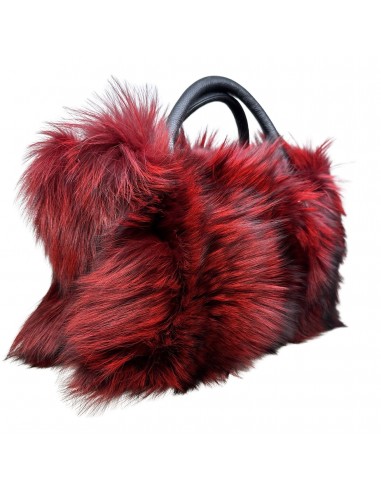 Volare Ladies Wine Fox Fur Handbag les ctes