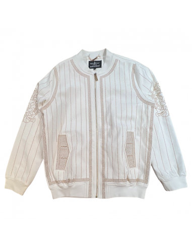 Barabas White Gold Studded Bomber Jacket En savoir plus