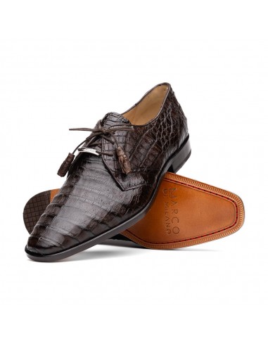 Marco Di Milano Lacio Derby Brown Caiman Crocodile Dress Shoes Livraison rapide