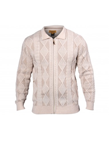 Prestige Cream Cable Knit Zip Up Sweater Economisez 