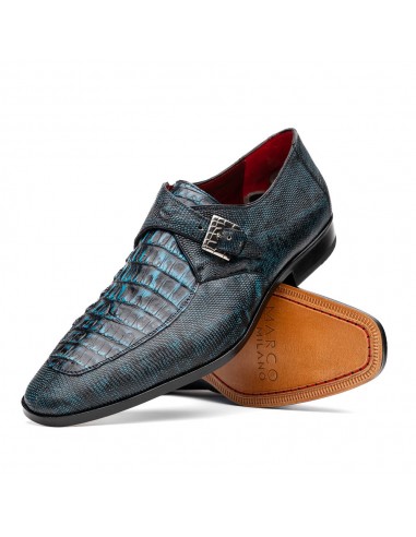 Marco Di Milano Toluca Blue / Black Crocodile & Lizard Monk Strap Dress Shoes à prix réduit toute l'année