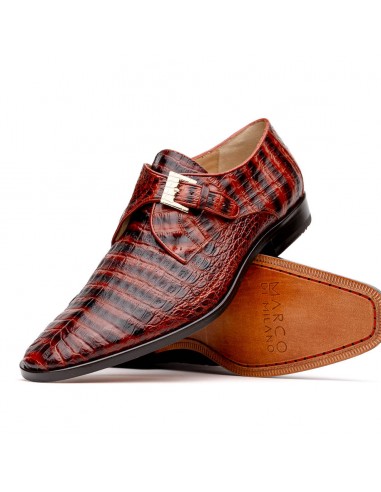 Marco Di Milano Rovigo Cognac Caiman Crocodile Monk Strap Dress Shoes sur le site 