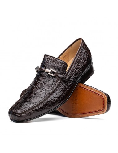 Marco Di Milano Fabro Brown Caiman Crocodile Bit Loafers store