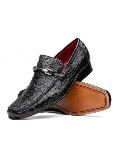 Marco Di Milano Fabro Black Caiman Crocodile Bit Loafers soldes