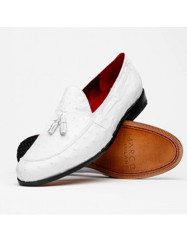 Marco Di Milano Aubiere White Ostrich Quill Tassel Loafers Livraison rapide