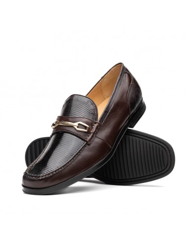 Marco Di Milano Hugo Brown Lizard & Calfskin Bit Loafers destockage