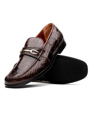 Marco Di Milano Hugo Brown Alligator Bit Loafers pas chere