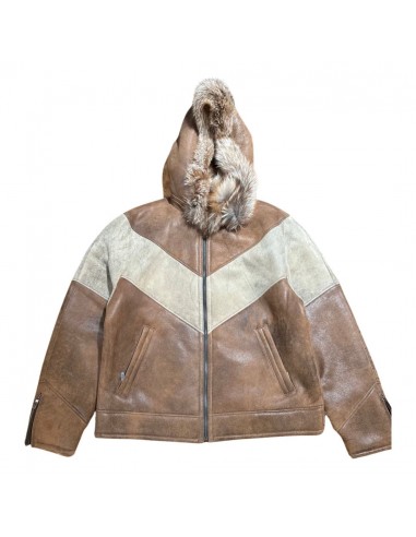 Kashani Two-Tone Brown Fox Hooded Shearling Par le système avancé 