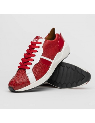 Marco Di Milano Lyon II Red / White Ostrich Quill & Calfskin Sneakers en stock