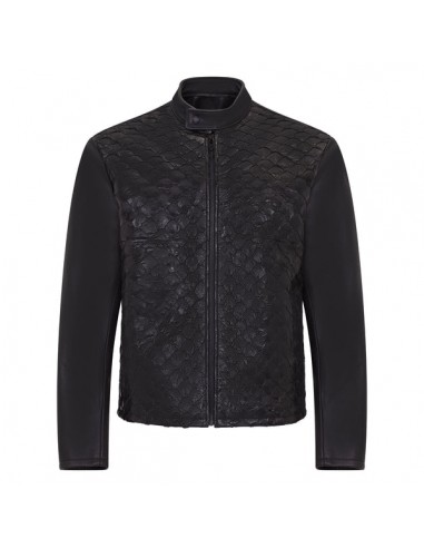 Kashani Black Pirarucu Fish / Lambskin Leather Jacket ouvre sa boutique