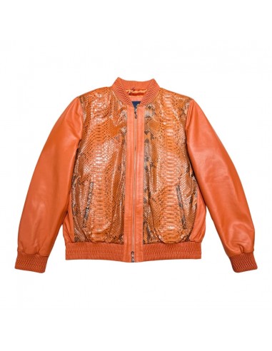 Kashani Burst Orange Python Lambskin Bomber Jacket s'inspire de l'anatomie humaine