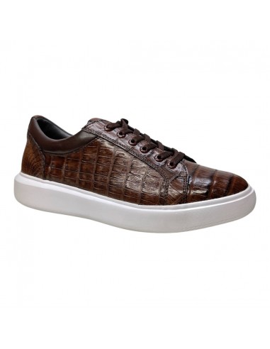 Los Altos Brown Caiman Crocodile Low Top Sneakers Fin de série