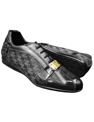 Mauri 8665 Black Genuine Crocodile Patent Leather Fabric Sneakers ouvre sa boutique