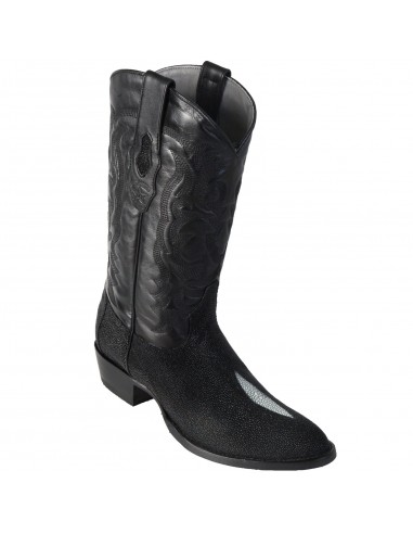 Los Altos Single Stone Stingray R-Toe Black Cowboy Boots les ligaments