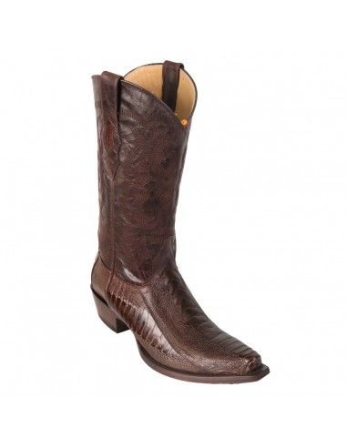 Los Altos Brown Ostrich Leg Snip Toe Cowboy Boots les ctes