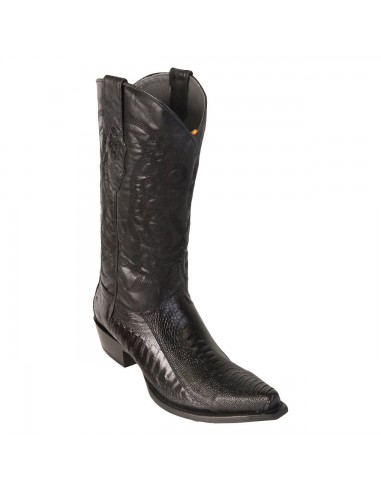 Los Altos Black Ostrich Leg Snip Toe Cowboy Boots brillant des détails fins