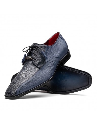 Marco Di Milano Lucca Navy Stingray & Ostrich Quill Dress Shoes Profitez des Offres !