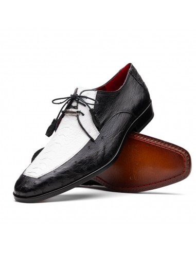 Marco Di Milano Andretti White / Black Ostrich Leg Dress Shoes Les êtres humains sont 