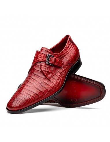 Marco Di Milano Rovigo Red Caiman Crocodile Monk Strap Dress Shoes france