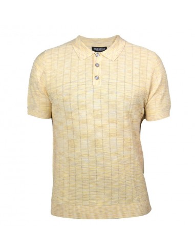 Prestige Heather Yellow Knit Button Polo Shirt pas cher chine