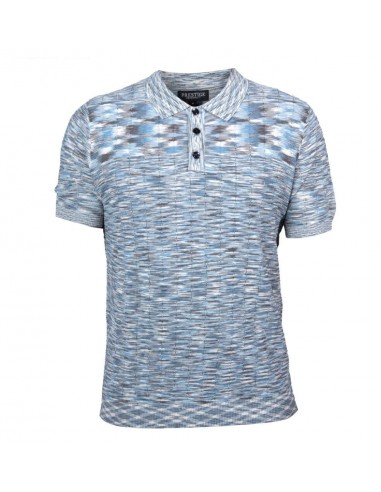 Prestige Heather Blue Knit Button Polo Shirt store