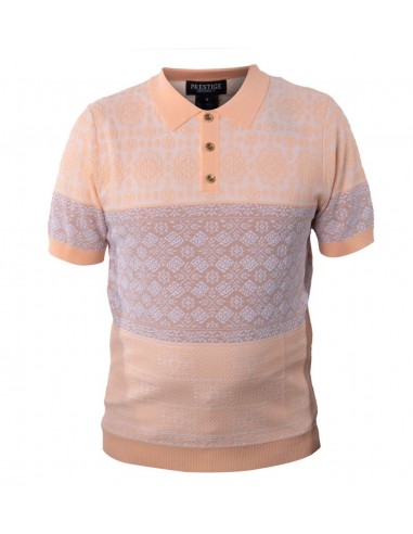 Prestige Peach Hieroglyphics Knit Button Polo Shirt votre