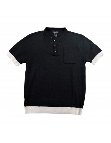 Prestige Classic Black Knit Button Polo Shirt Profitez des Offres !