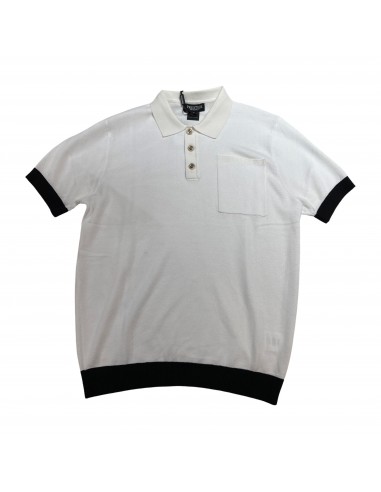 Prestige Classic White Knit Button Polo Shirt chez Cornerstreet bien 