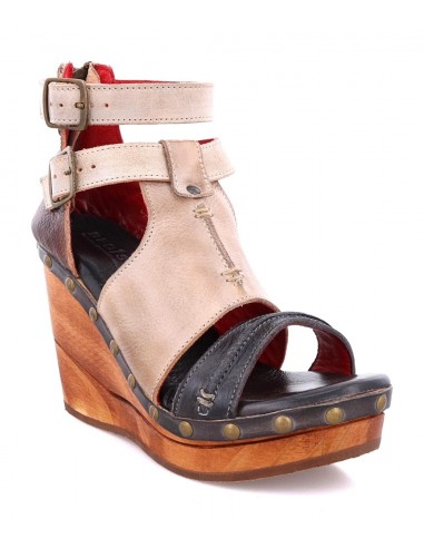 Bedstu Women's 'Princess' Rustic Leather Wooden Wedge Heels Toutes les collections ici