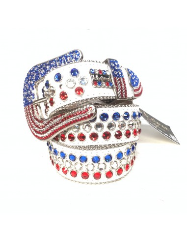 b.b. Simon American Flag White Fully Loaded Crystal Belt Découvrez la collection